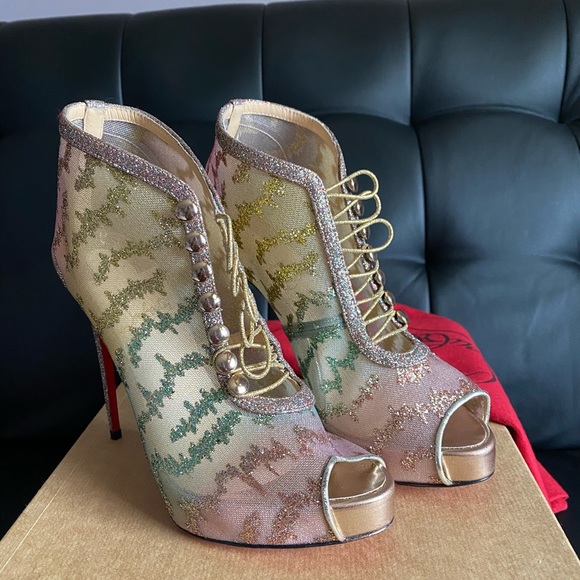Christian Louboutin Top Top 120 Glitter Booties - Picture 2 of 11